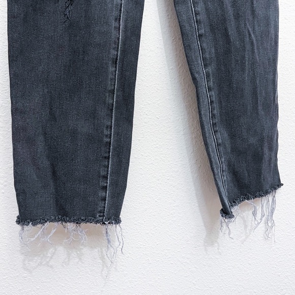 Pacsun High Rise Straight Leg Button Fly Distressed Black Raw Hem Jeans Size 25 - Picture 9 of 11
